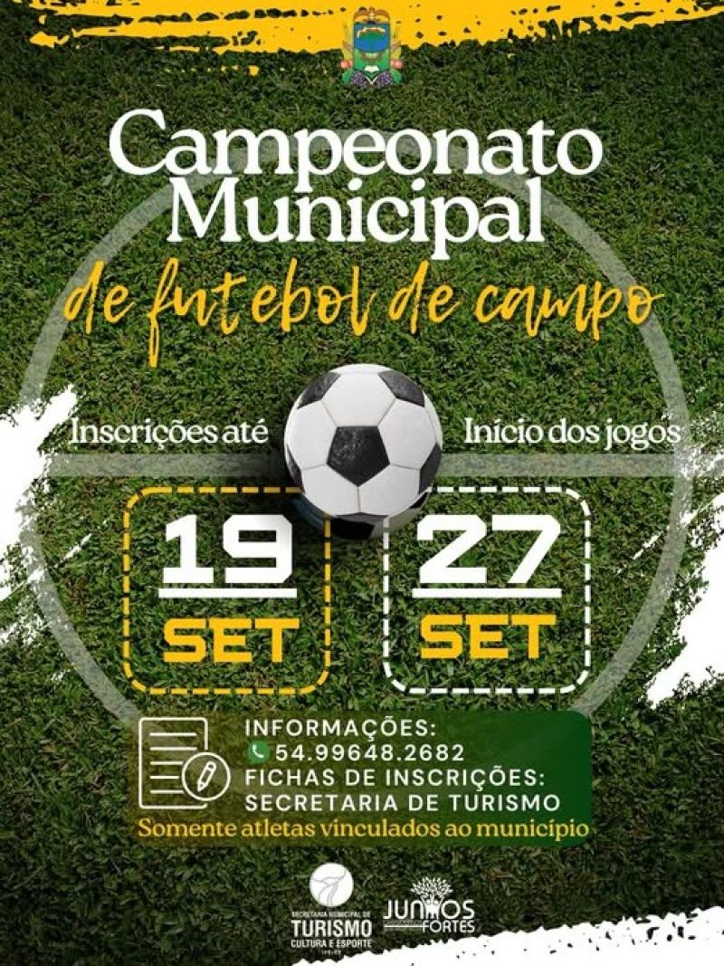 Foto de capa da notícia Campeonato Municipal de Futebol de Campo abre inscrições em Ipê