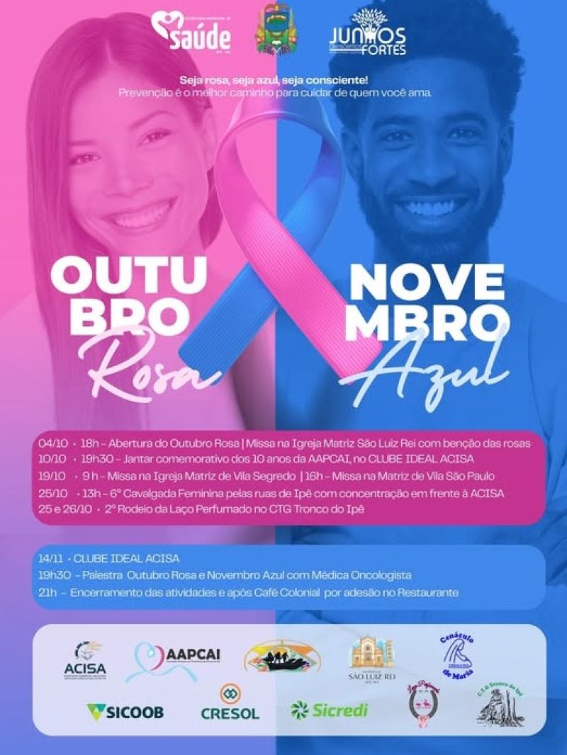 Foto de capa da notícia: Entidades ipeenses e Prefeitura se unem na promoção do Outubro Rosa e Novembro Azul